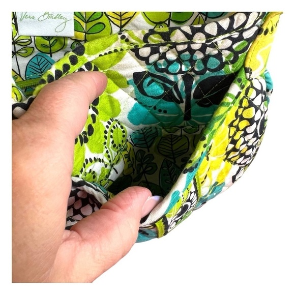 Vera Bradley Limes Up Pattern Green Floral Quilted Shoulder Crossbody Saddle Bag - Picture 6 of 13